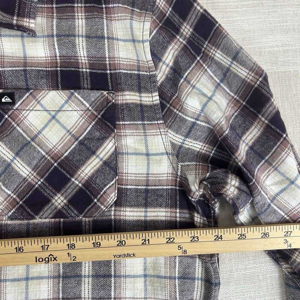 Quiksilver NWT Sz XL Mens Long Sleeve Flannel Shirt Purple Plaid Button Up - Picture 6 of 9